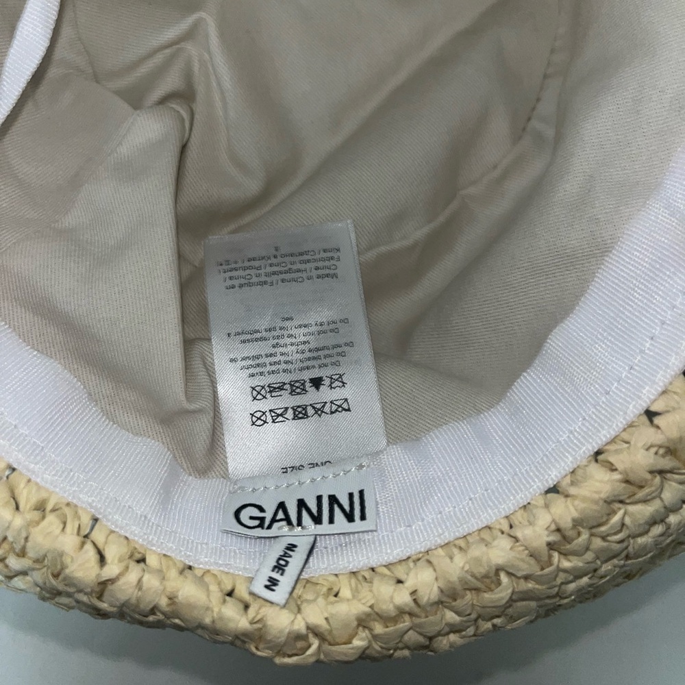 Ganni Tan Woven Hat - Picture 2 of 4